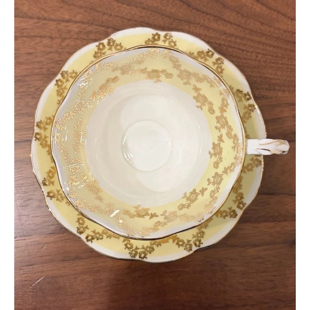 Royal Albert Sovereign Series Tea Cup and Saucer Set Yellow Gold Bone China
